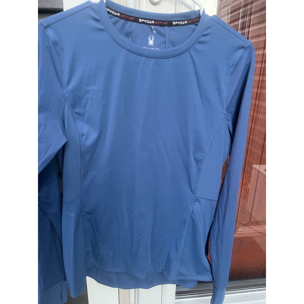 Spyder Active Womens Blue Long Sleeve Performance Top Thumbholes Size M